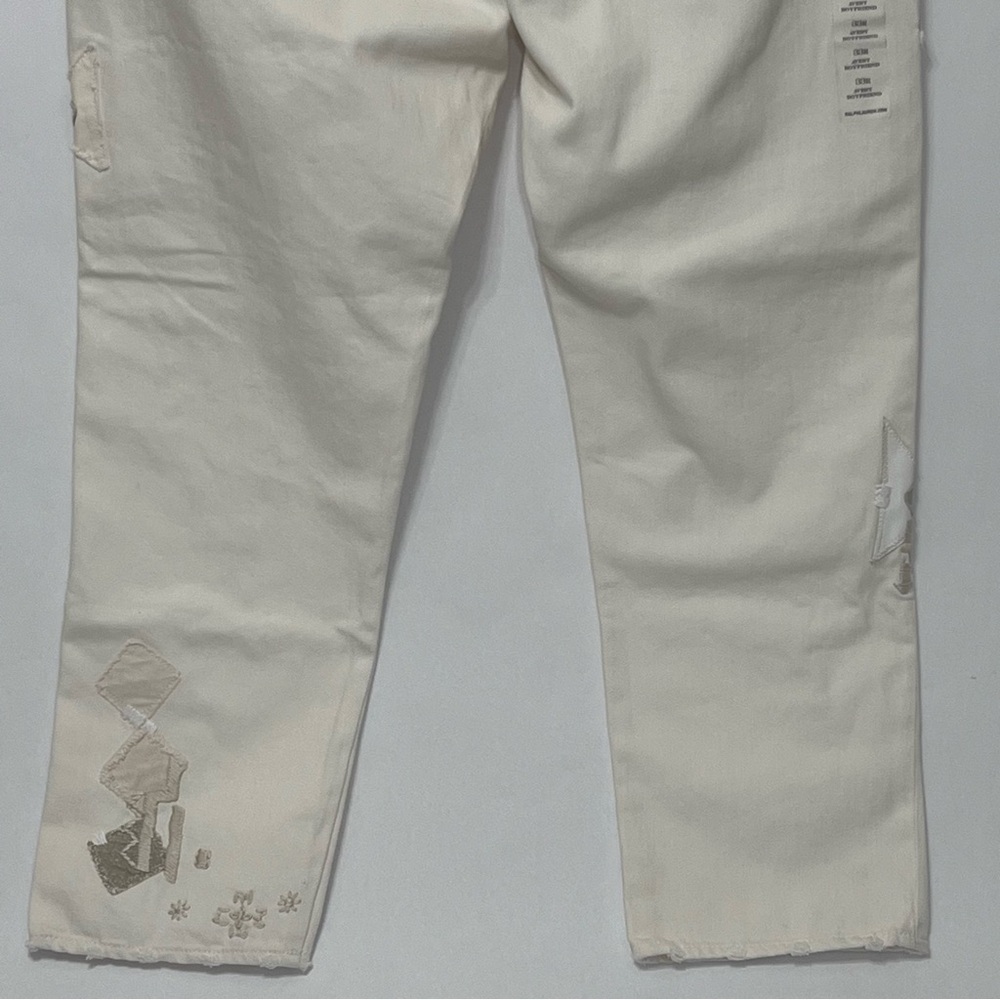 New Polo Ralph Lauren Avery Boyfriend Ivory‎ Wash Patchwork Jeans - Picture 7 of 14